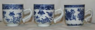 3 Antique Chinese Blue & White Porcelain Teacup With flowers and butterflies 2