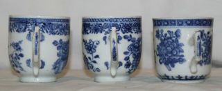3 Antique Chinese Blue & White Porcelain Teacup With flowers and butterflies 3