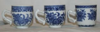 3 Antique Chinese Blue & White Porcelain Teacup With flowers and butterflies 4