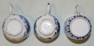 3 Antique Chinese Blue & White Porcelain Teacup With flowers and butterflies 6