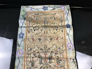 19th Century chinese Antique Hand - Made Silk On Silk embroidery Panal 3