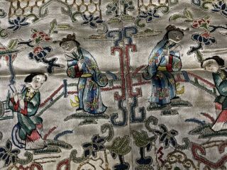 19th Century chinese Antique Hand - Made Silk On Silk embroidery Panal 9