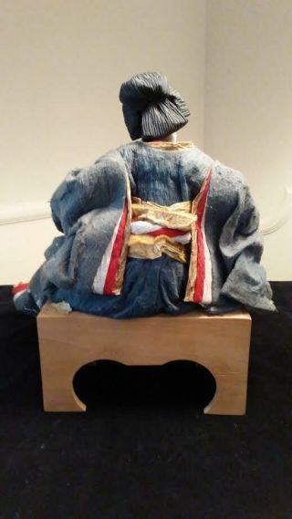 ANTIQUE JAPANESE DOLL VERY OLD 1800 - 1900S PERIOD ARTIFACT WOODEN BENCH 4