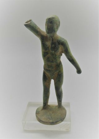 European Found Rare Ancient Roman Bronze Statuette Unknown Male Diety