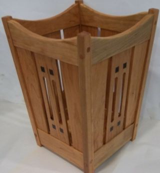 Arts and Crafts,  Mission Waste Basket Cherry Wood with Ebony 2