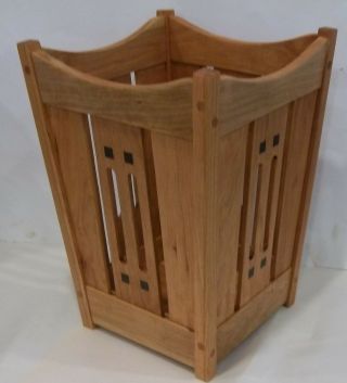 Arts and Crafts,  Mission Waste Basket Cherry Wood with Ebony 4