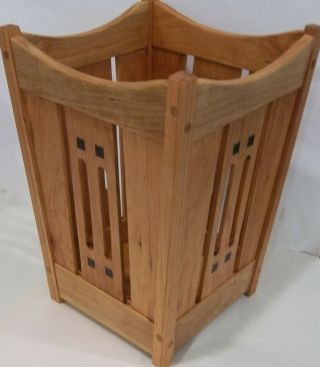 Arts and Crafts,  Mission Waste Basket Cherry Wood with Ebony 7