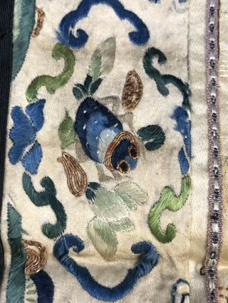 19th Century chinese Antique Hand - Made Silk On Silk embroidery Panal 10