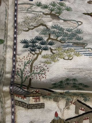 19th Century chinese Antique Hand - Made Silk On Silk embroidery Panal 11
