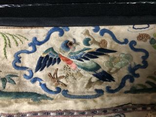 19th Century chinese Antique Hand - Made Silk On Silk embroidery Panal 3