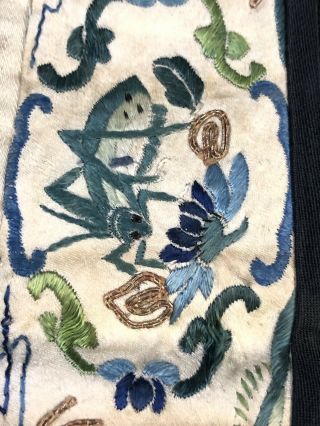 19th Century chinese Antique Hand - Made Silk On Silk embroidery Panal 6