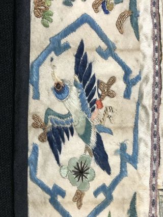 19th Century chinese Antique Hand - Made Silk On Silk embroidery Panal 8