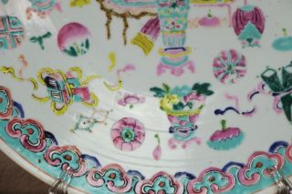 Large Chinese Straits Peranakan Nyonya Porcelain Charger Precious Objects 19c 3