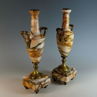 Elegant Antique French Bronze and Marble Garnitures Urns 2