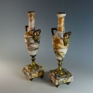 Elegant Antique French Bronze and Marble Garnitures Urns 3
