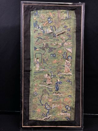 19th Century Chinese Antique Hand - Made Silk On Silk Embroidery Panal