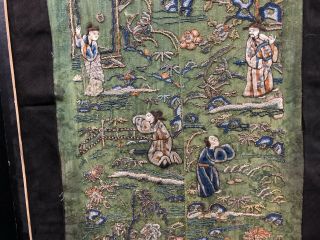 19th Century chinese Antique Hand - Made Silk On Silk embroidery Panal 4