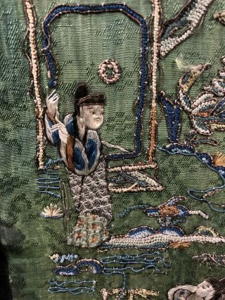 19th Century chinese Antique Hand - Made Silk On Silk embroidery Panal 7