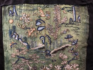 19th Century chinese Antique Hand - Made Silk On Silk embroidery Panal 9