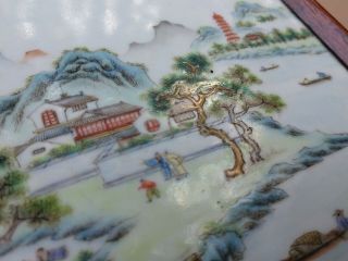 Antique 19th C Century Chinese Porcelain Plaque Tile Rosewood Box Qing 10