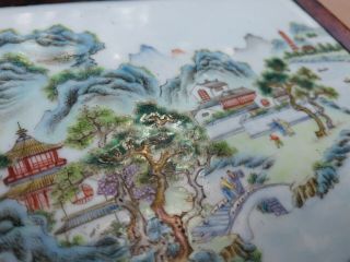 Antique 19th C Century Chinese Porcelain Plaque Tile Rosewood Box Qing 11