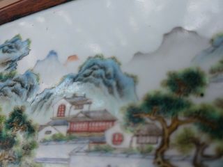 Antique 19th C Century Chinese Porcelain Plaque Tile Rosewood Box Qing 6