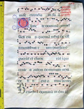 Lg.  Liturgical Music Manuscript,  Antiphonary Lf,  on Vellum,  handptd.  Initials,  c.  1500 2