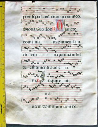 Lg.  Liturgical Music Manuscript,  Antiphonary Lf,  on Vellum,  handptd.  Initials,  c.  1500 3