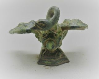Ancient Roman Bronze Figurine Senatorial Decoration Long Necked Swan