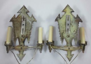 Vintage Pair GERINGER ART DECO GOTHIC ELECTRIC WALL SCONCES Refinished,  Rewired 2