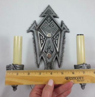Vintage Pair GERINGER ART DECO GOTHIC ELECTRIC WALL SCONCES Refinished,  Rewired 6
