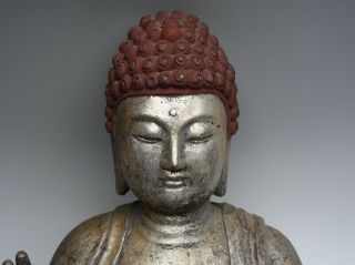 old,  Japanese,  Japan,  Buddhism wooden hand - carved syaka,  Buddha statue 58cm 　央 3