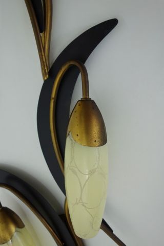 Large & Extremely Rare Mid Century Vintage Sconce Wall Lamp 1950s Italy 3 Lights 6