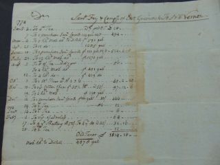 1774 Colonial Newport R.  I.  Wm.  Vernon Triangle Slave Trade Manuscript Invoice