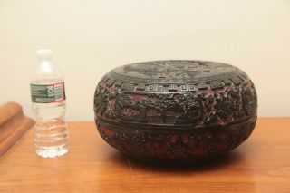 Chinese Qing Dynasty Large Cinnabar Covered Box