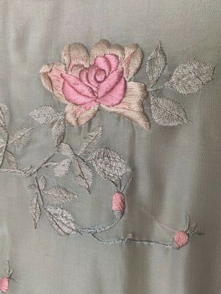 Antique CHINESE Silk EMBROIDERY Robe Flowers and Foilage GOLD BUTTONS 5