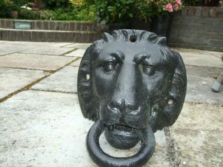 Antique cast iron ' Lions Head ' door Knocker 20cm x 24cm 5Kg with 3 fixing points 5