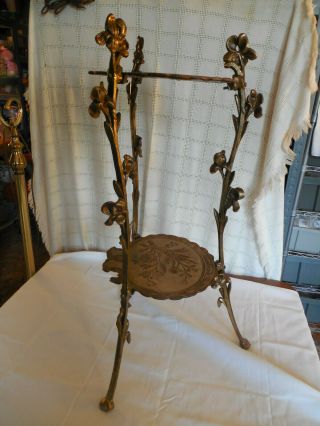 Vintage brass two tiered floral plant stand Hollywood regency 27.  5 