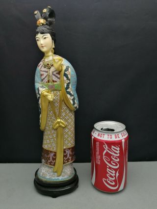 impressive early 20th antique Old Chinese Cloisonne figure of woman large 31cm 11