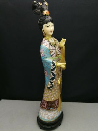 impressive early 20th antique Old Chinese Cloisonne figure of woman large 31cm 2