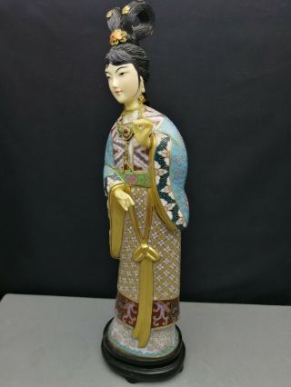 impressive early 20th antique Old Chinese Cloisonne figure of woman large 31cm 3