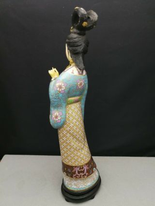 impressive early 20th antique Old Chinese Cloisonne figure of woman large 31cm 4