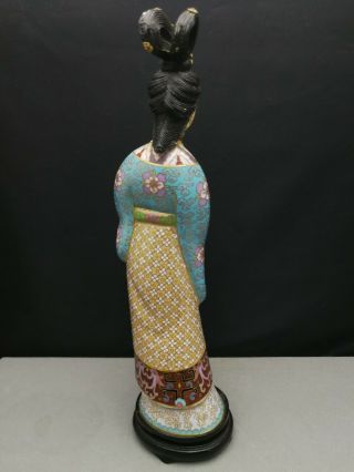 impressive early 20th antique Old Chinese Cloisonne figure of woman large 31cm 5