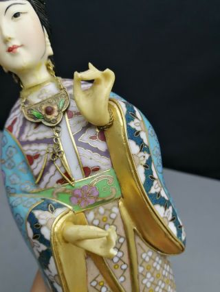 impressive early 20th antique Old Chinese Cloisonne figure of woman large 31cm 7