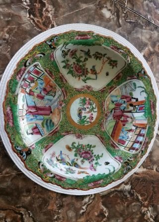 Vintage Circa 1800 ' s Chinese Rose Medallion Large Footed Bowl 2