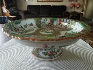 Vintage Circa 1800 ' s Chinese Rose Medallion Large Footed Bowl 4