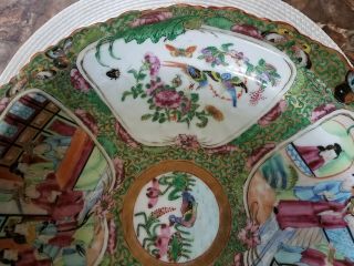 Vintage Circa 1800 ' s Chinese Rose Medallion Large Footed Bowl 7