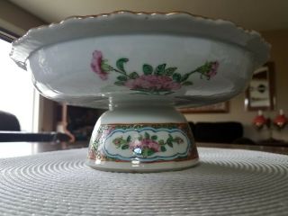 Vintage Circa 1800 ' s Chinese Rose Medallion Large Footed Bowl 8