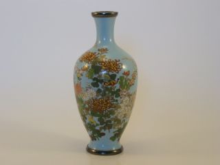 Very Fine Small Meiji Japanese Flower Cloisonne " Golden Age " Silver Vase