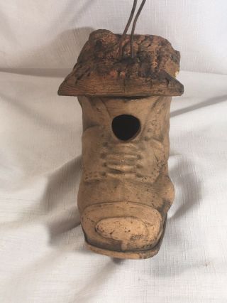 Rare Antique Stoneware Birdhouse Illinois Macomb Pottery Bardolph Shoe Tree Bark